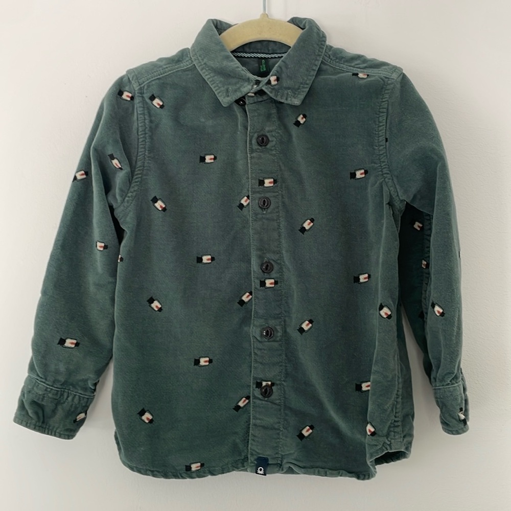Kids Mini lanterns velvet like thick 100% cotton l/s shirt with buttons 3-4 Y